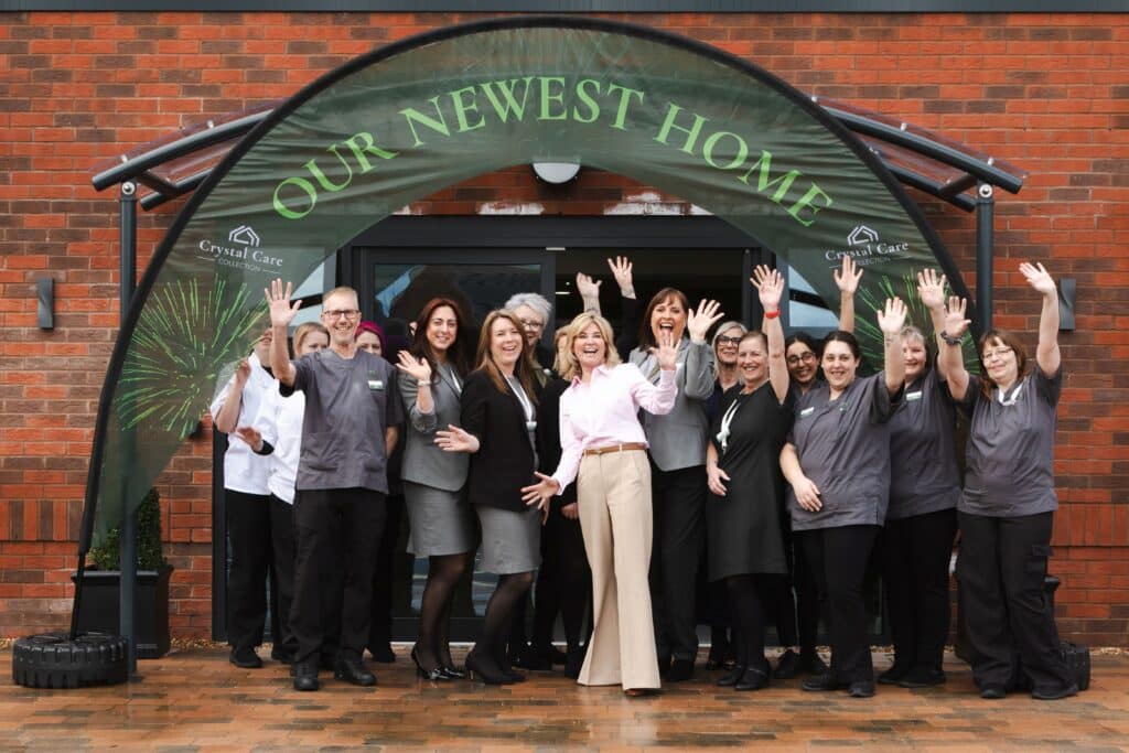 Anthea Turner celebrating with the team at Bowesbury care home in Derby