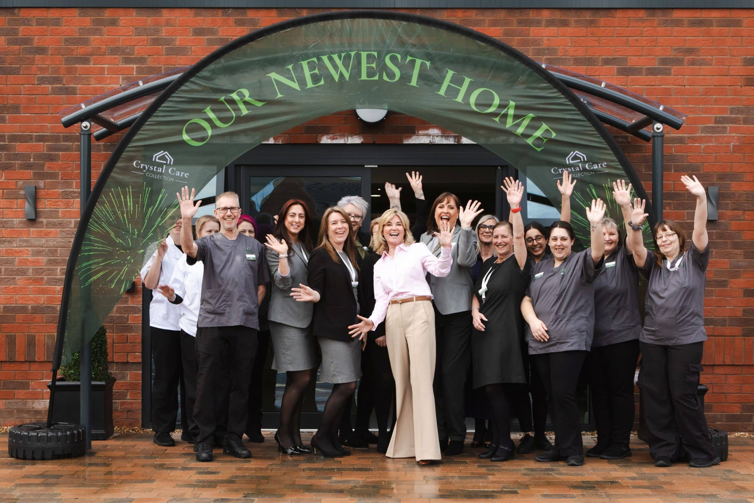 Anthea Turner celebrating with the team at Bowesbury care home in Derby